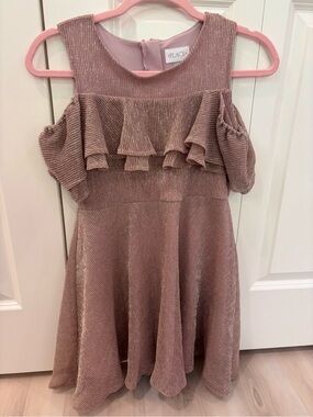 The Children's Place Sparkle Mauve Cold-Shoulder Ruffle Dress